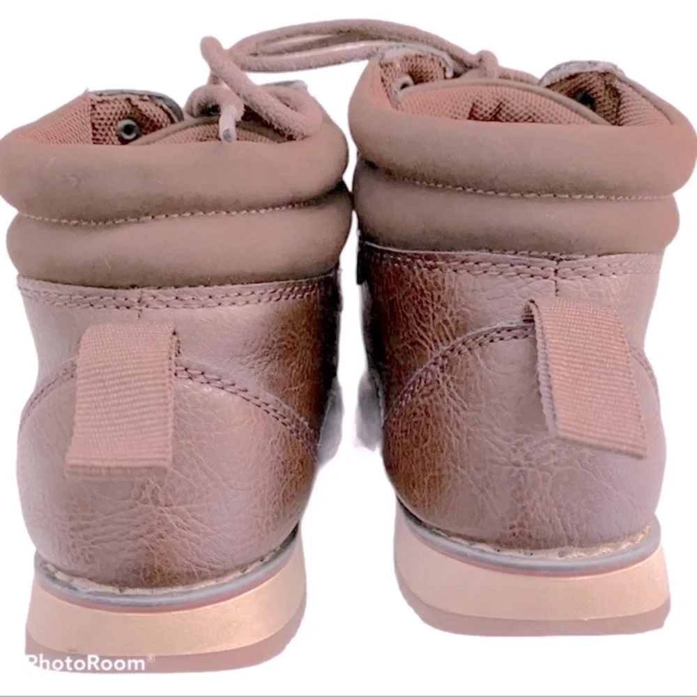 R2 Boys Ankle Boots Padded High Tops Lace Up Textile Lining Rugged Brown Size 12